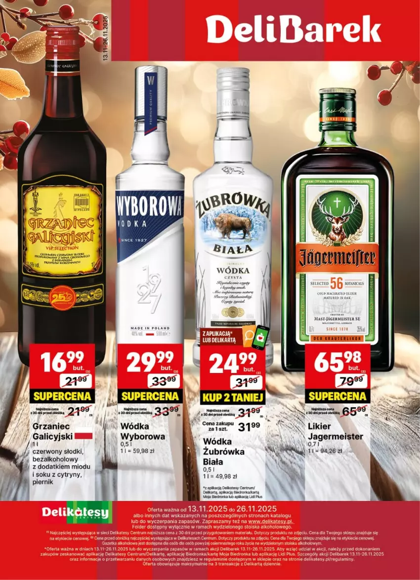 Gazetka promocyjna Delikatesy Centrum - Delibarek DC46-DC47 - ważna 13.11 do 26.11.2025 - strona 1 - produkty: Acer, Cif, Cytryny, Jagermeister, Likier, Piernik, Rum, Sok, Wódka