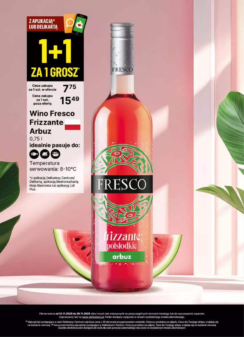 Gazetka promocyjna Delikatesy Centrum - Delibarek DC46-DC47 - ważna 13.11 do 26.11.2025 - strona 10 - produkty: Arbuz, Fresco, Rama, Rum, Ser, Wino