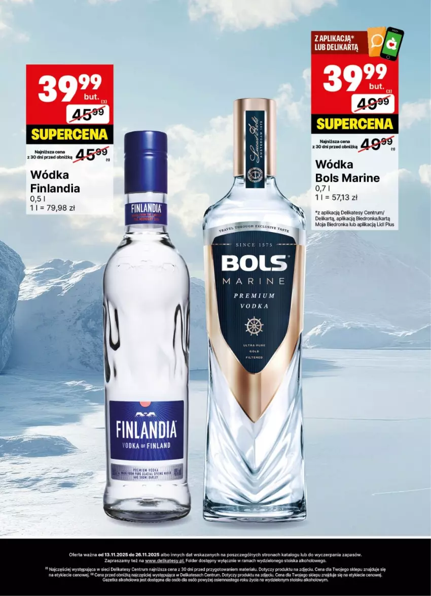 Gazetka promocyjna Delikatesy Centrum - Delibarek DC46-DC47 - ważna 13.11 do 26.11.2025 - strona 14 - produkty: Bols, Finlandia, Pur, Rama, Rum, Wódka