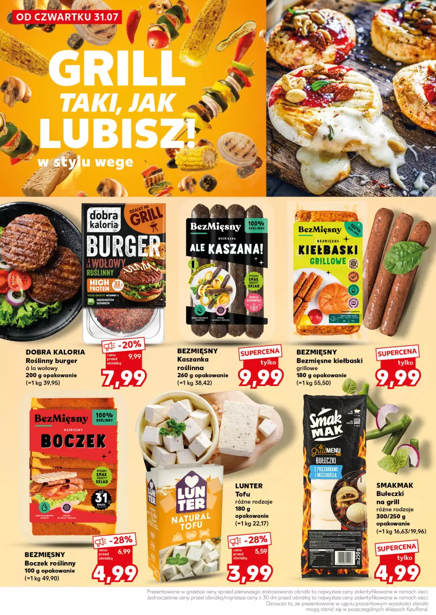 Gazetka promocyjna Kaufland - Mocny Start - ważna 04.08 do 06.08.2025 - strona 14 - produkty: Boczek, Bułeczki, Burger, Grill, Kasza, Kaszanka, Por, Roślinny burger, Tofu
