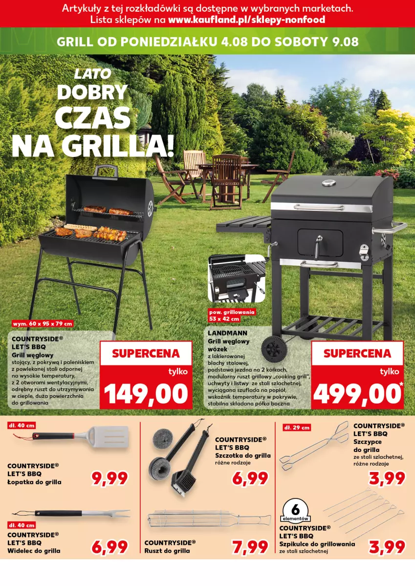 Gazetka promocyjna Kaufland - Mocny Start - ważna 04.08 do 06.08.2025 - strona 22 - produkty: Grill, Lakier, Półka, Por, Sok, Szczotka, Szczypce, Uchwyty, Widelec, Wózek