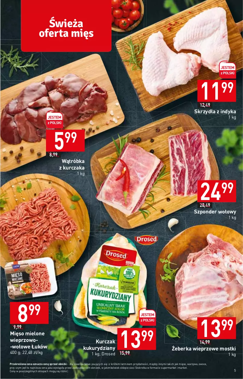 Gazetka promocyjna Stokrotka - Supermarket - ważna 29.06 do 05.07.2023 - strona 5 - produkty: Kurczak, Mięso, Mięso mielone, Owoce, Szponder wołowy, Warzywa