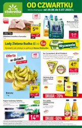 Gazetka promocyjna Stokrotka - Supermarket - Gazetka - ważna od 05.07 do 05.07.2023 - strona 1 - produkty: Kurczak, Banany, Nałęczowianka, Warzywa, Sok, Ser, Papier, Brie, Président, Papier toaletowy, Camembert, Lipton, Owoce, Woda, Herbata, Mięso, Hortex
