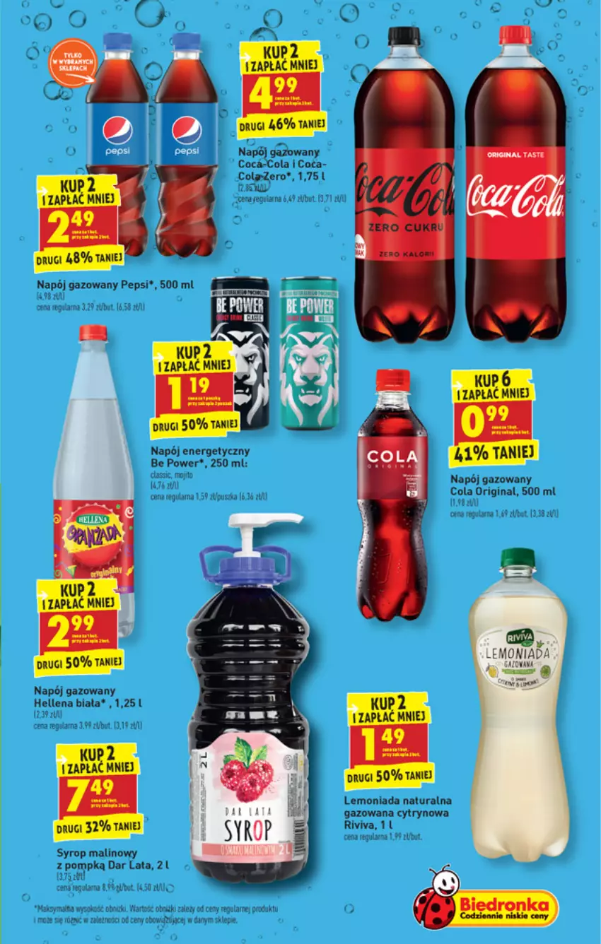 Gazetka promocyjna Biedronka - W tym tygodniu - ważna 20.09 do 25.09.2021 - strona 45 - produkty: Coca-Cola, Fa, Gin, Hellena, Lemoniada, LG, Napój, Napój energetyczny, Napój gazowany, Pepsi, Sok, Syrop