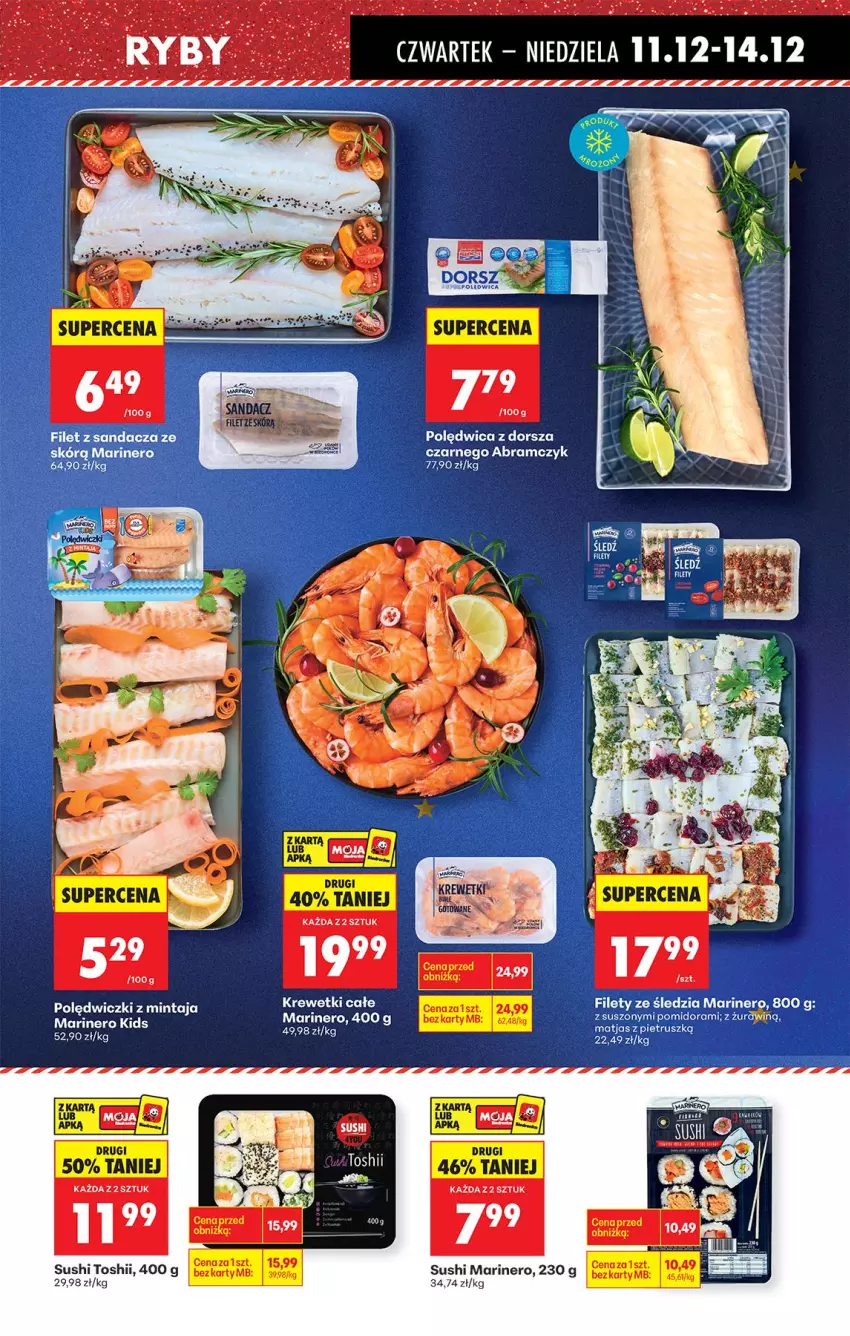 Gazetka promocyjna Biedronka - Od Czwartku - ważna 11.12 do 17.12.2025 - strona 30 - produkty: Dorsz, Krewetki, Matjas, Polędwica, Sandacz, Sushi