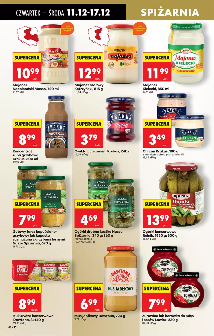 Gazetka promocyjna Biedronka - Od Czwartku - ważna 11.12 do 17.12.2025 - strona 53 - produkty: Borówka, Chrzan, Dawtona, Fa, Krakus, Kukurydza, Kukurydza konserwowa, Majonez, Mus, Ogórki konserwowe, Oleo, Rolnik, Ser, Zupa