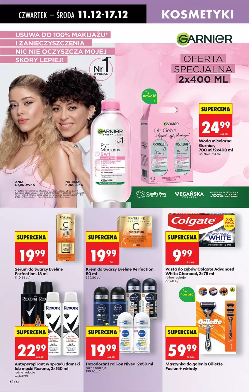 Gazetka promocyjna Biedronka - Od Czwartku - ważna 11.12 do 17.12.2025 - strona 79 - produkty: Antyperspirant, Colgate, Dezodorant, Eveline, Fa, Fusion, Garnier, Gillette, Krem do twarzy, LG, Makijaż, Maszynka, Maszynka do golenia, Nivea, Pasta do zębów, Rexona, Rum, Ser, Serum, Serum do twarzy, Szynka, Woda, Woda micelarna