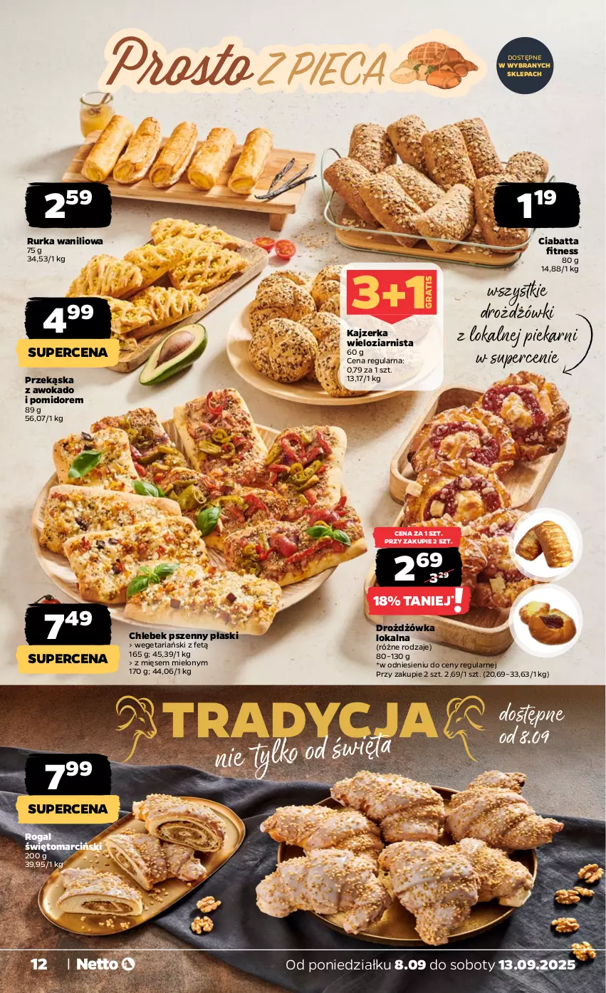 Gazetka promocyjna Netto - Od Poniedziałku - ważna 08.09 do 13.09.2025 - strona 12 - produkty: Chleb, Ciabatta, Kajzerka, Rogal