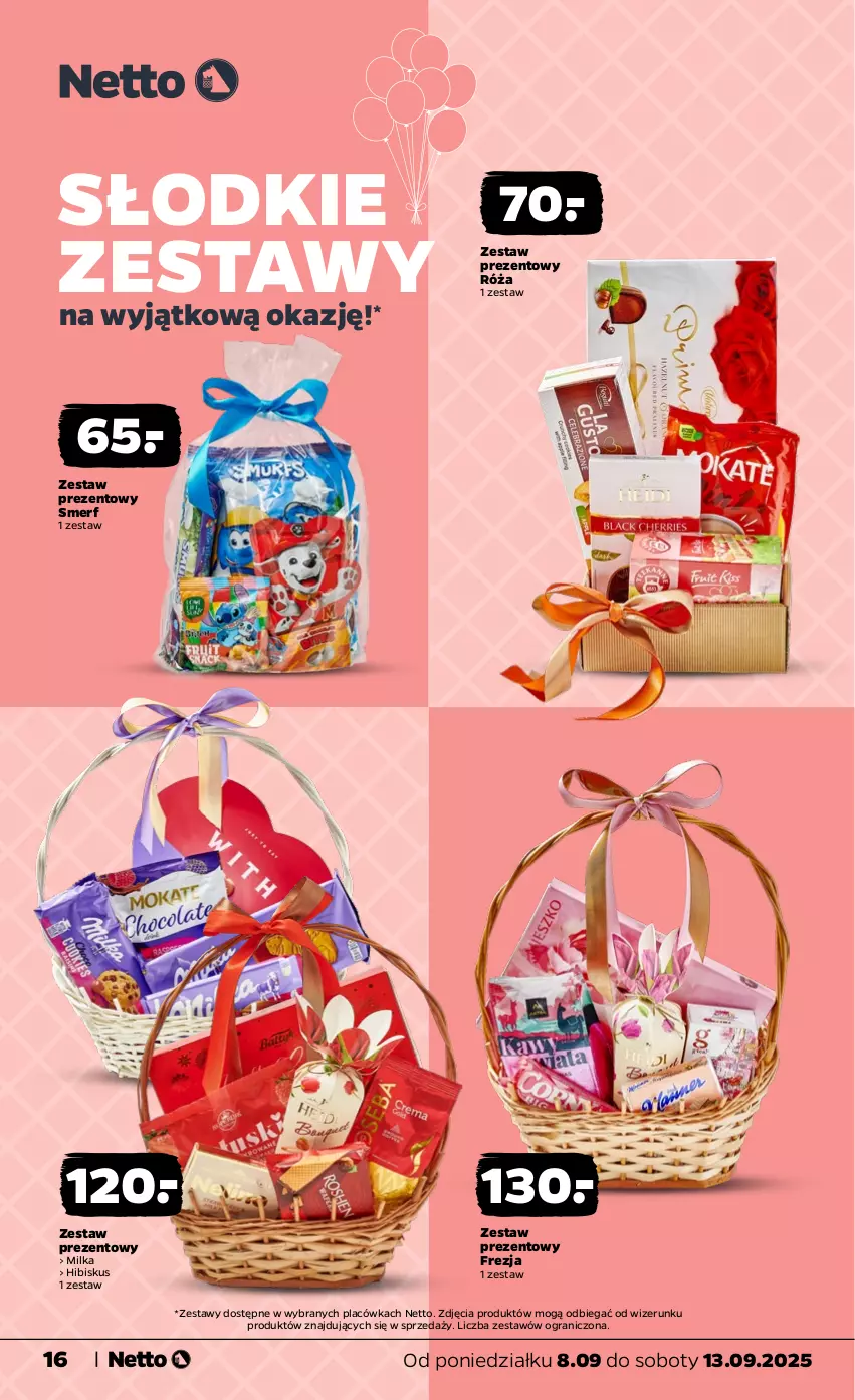 Gazetka promocyjna Netto - Od Poniedziałku - ważna 08.09 do 13.09.2025 - strona 16 - produkty: Gra, Hibiskus, Milka, Róża, Zestaw prezentowy