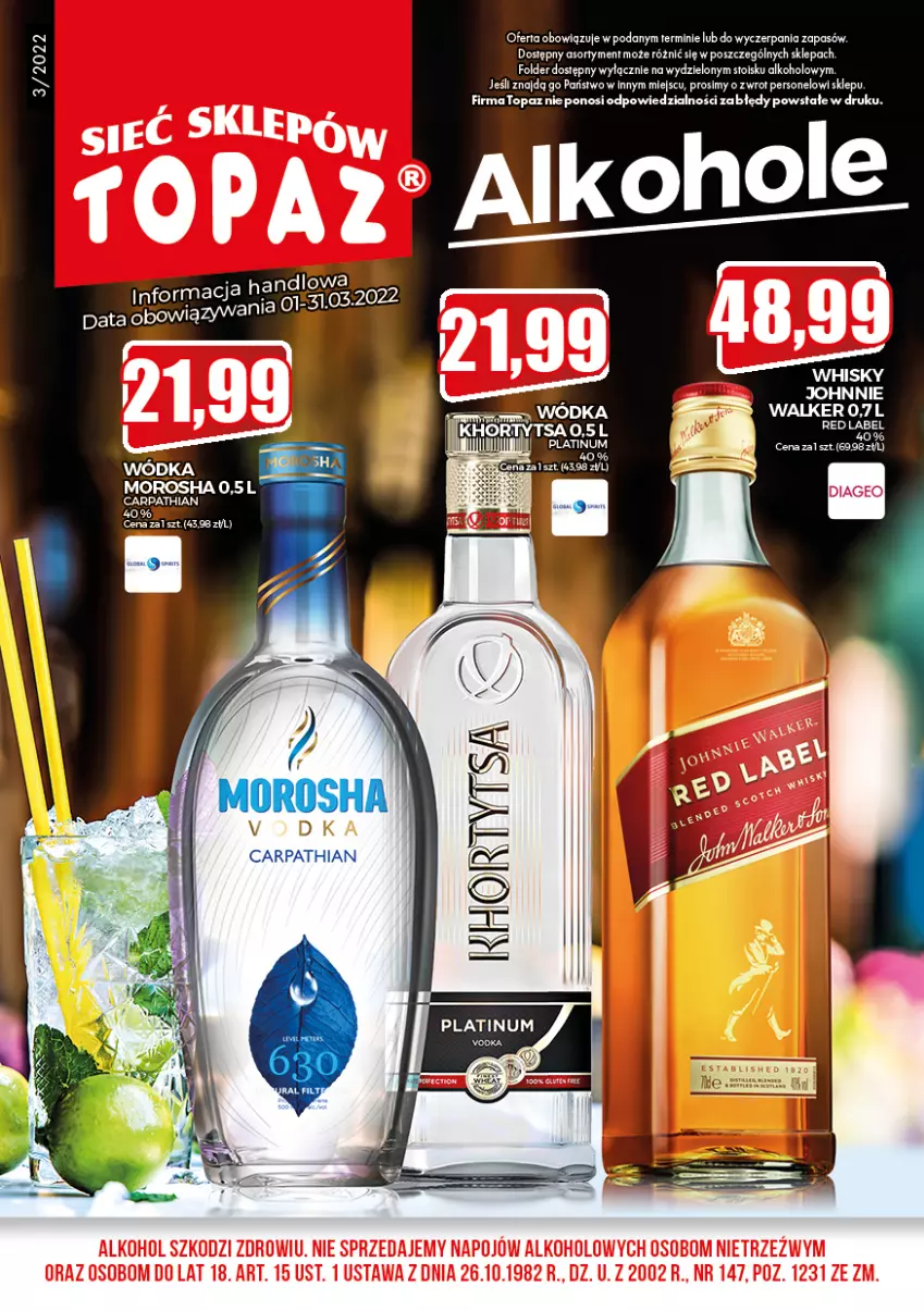 Gazetka promocyjna Topaz - Gazetka - ważna 01.03 do 31.03.2022 - strona 1 - produkty: Top, Whisky, Wódka