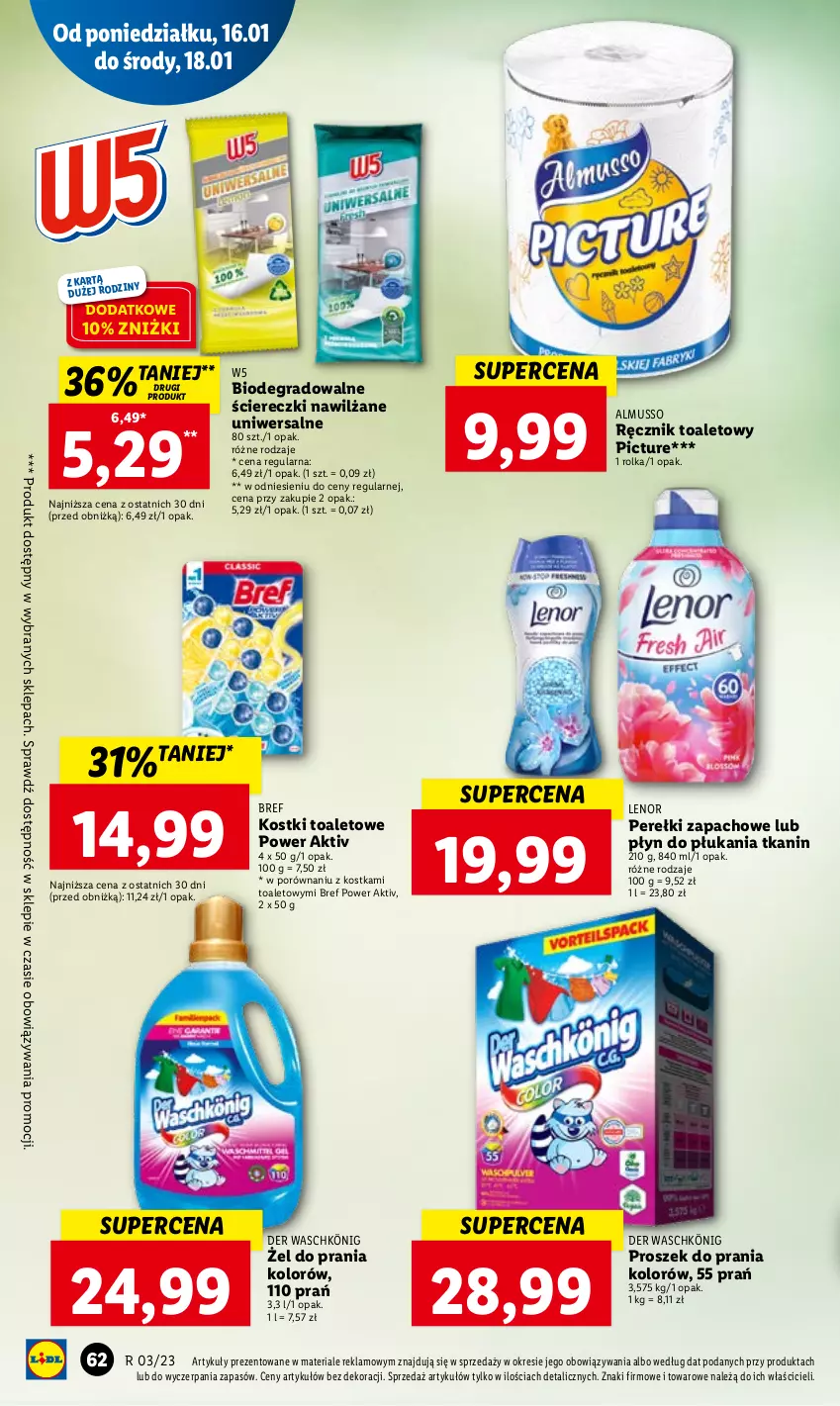 Gazetka promocyjna Lidl - GAZETKA - ważna 16.01 do 18.01.2023 - strona 68 - produkty: Bref, Gra, König, Lenor, Mus, Perełki zapachowe, Płyn do płukania, Por, Proszek do prania, Ręcznik