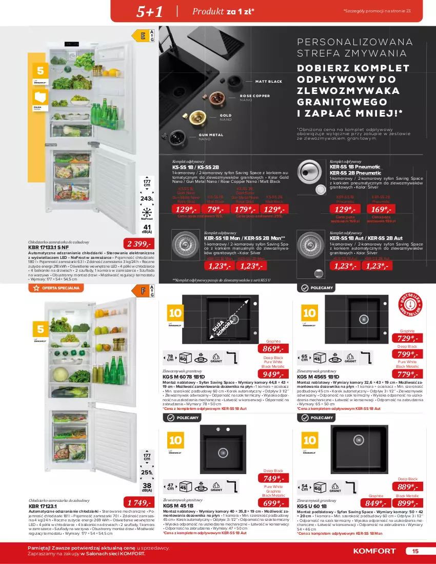 Gazetka promocyjna Komfort - Katalog urządzeń AGD - ważna 01.11.2022 do 31.03.2023 - strona 15 - produkty: Chłodziarka, Dozownik, Drzwi, Fa, Gra, Intel, Kernau, Kosz, Lack, Mięta, Noż, Ociekacz, Por, Pur, Ser, Sok, Sprzedawcy, Syfon, Tablet, Termos, Top, Uchwyty, Warka, Warzywa, Zamrażarka, Zlew, Zlewozmywak, Zmywarka