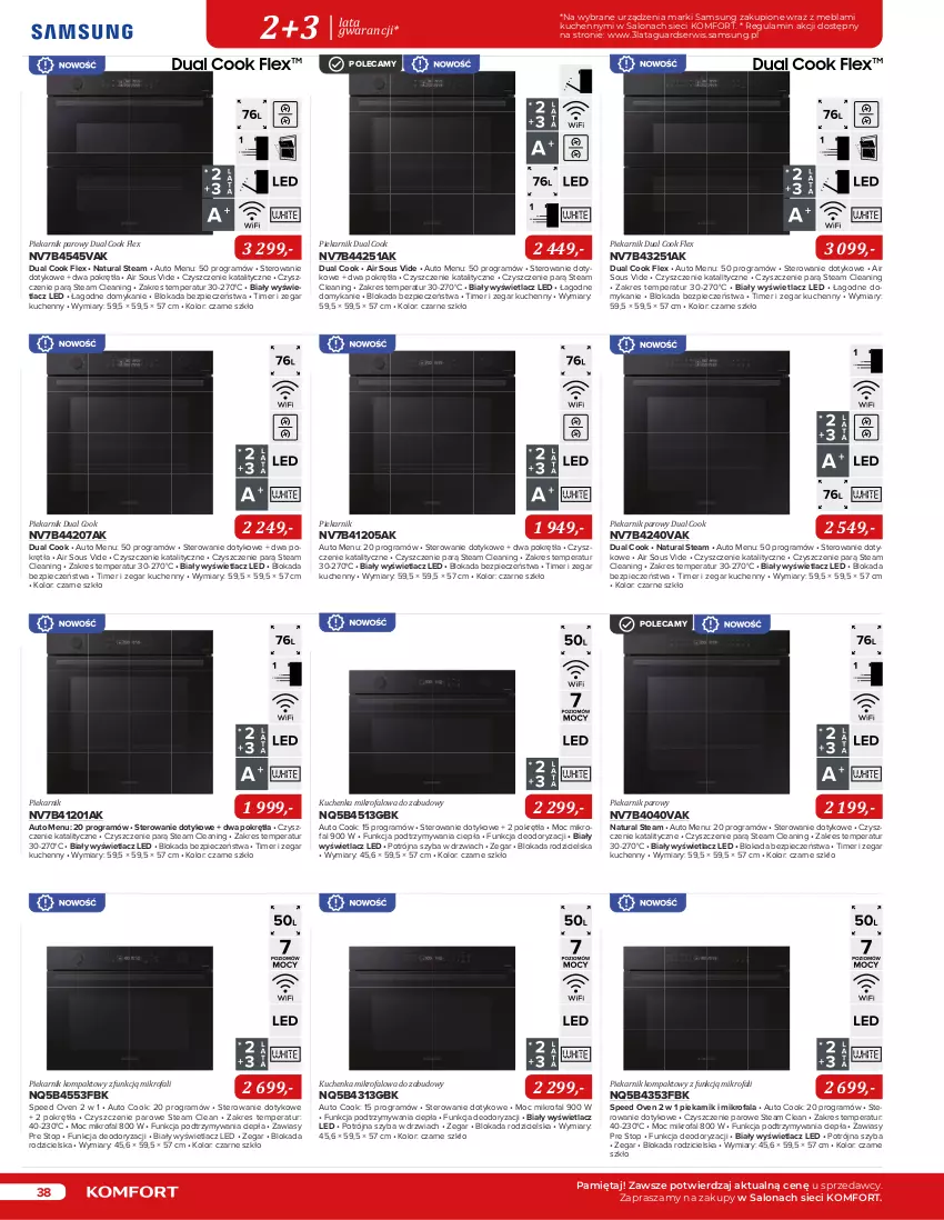 Gazetka promocyjna Komfort - Katalog urządzeń AGD - ważna 01.11.2022 do 31.03.2023 - strona 38 - produkty: Drzwi, Dźwig, Fa, Gra, Kuchenka mikrofalowa, Mięta, Piec, Piekarnik, Samsung, Ser, Sprzedawcy, Top, Zegar