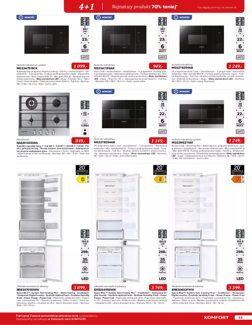 Gazetka promocyjna Komfort - Katalog urządzeń AGD - ważna 01.11.2022 do 31.03.2023 - strona 43 - produkty: Booster, Drzwi, Fa, Gra, Grill, Kompresor, Kuchenka mikrofalowa, Mięta, Noż, Optima, Piec, Płyta, Płyta indukcyjna, Półka, Rust, Samsung, Ser, Sok, Sprzedawcy, Talerz, Termos, Top, Virtu, Wino, Zamrażarka, Zegar