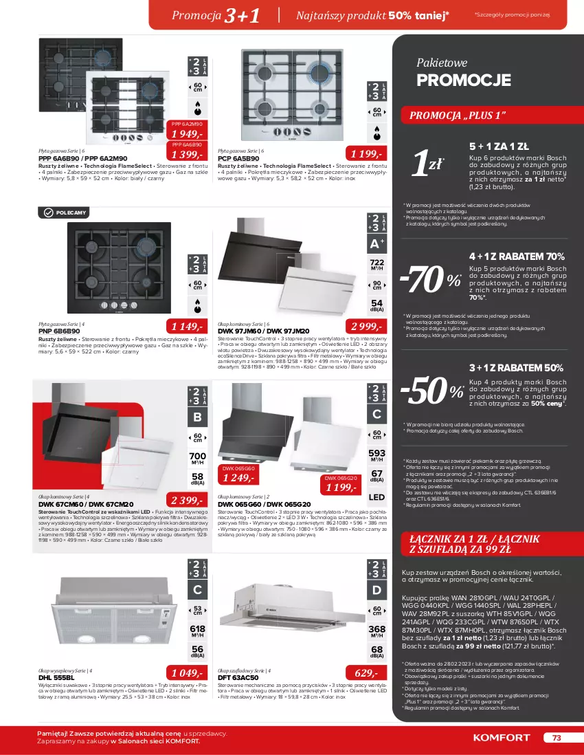 Gazetka promocyjna Komfort - Katalog urządzeń AGD - ważna 01.11.2022 do 31.03.2023 - strona 73 - produkty: Booster, Bosch, Control, Fa, Gra, HP, LANA, Miecz, Mięta, Mus, Okap, Piec, Piekarnik, Płyta, Płyta indukcyjna, Pokrywa, Pralki, Ser, Sok, Sprzedawcy, Suszarki, Top