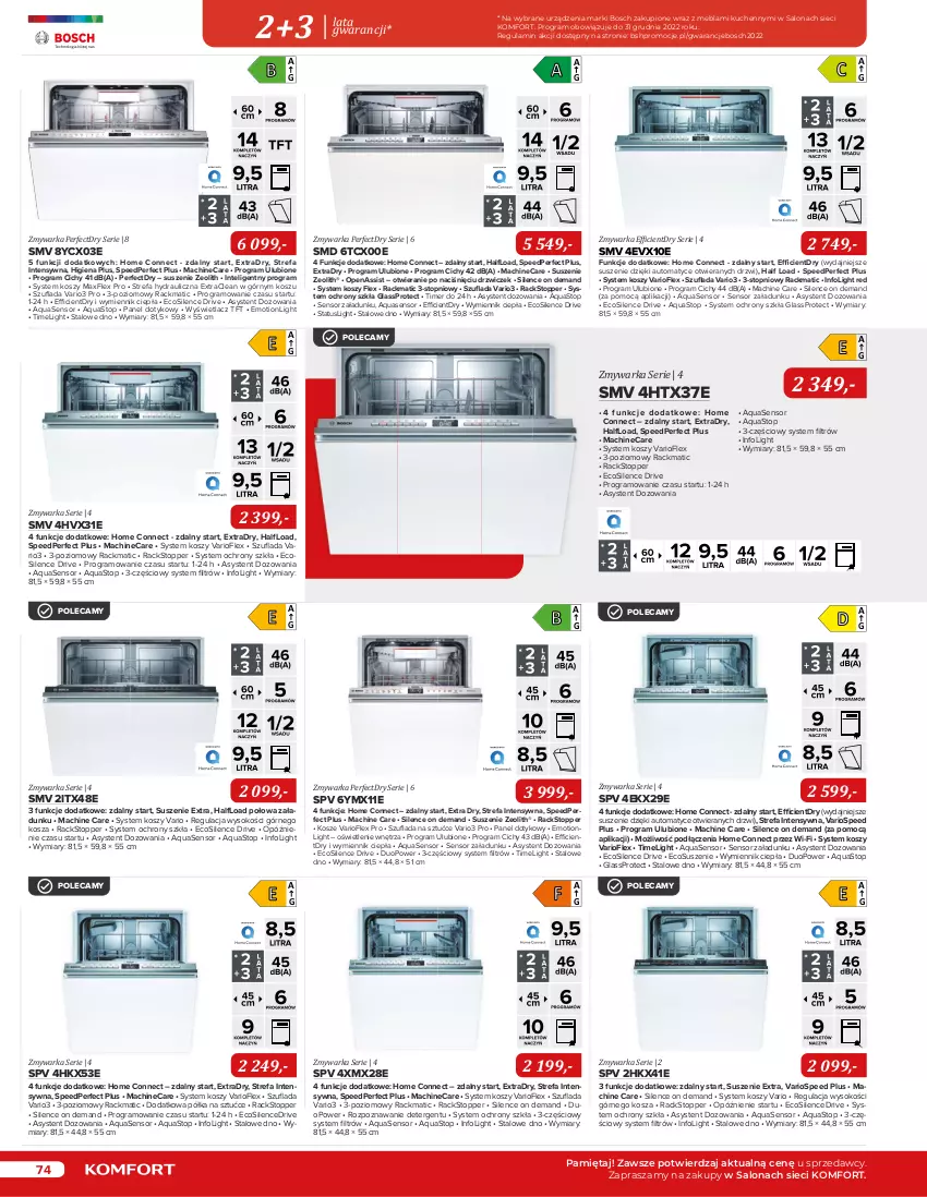 Gazetka promocyjna Komfort - Katalog urządzeń AGD - ważna 01.11.2022 do 31.03.2023 - strona 74 - produkty: Bosch, Drzwi, Earl Grey, Fa, Gra, HP, Intel, Kompresor, Kosz, LG, Mięta, Pojemnik, Półka, Ser, Sok, Sprzedawcy, Stopp, Top, Warka, Zamrażarka, Zmywarka