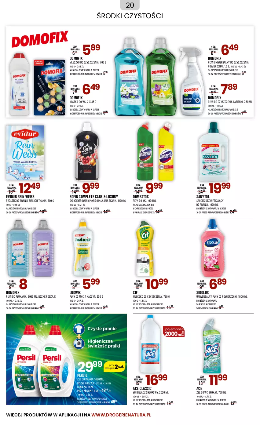 Gazetka promocyjna Drogerie Natura - Gazetka Drogerie Natura - ważna 04.12.2024 do 03.01.2025 - strona 20 - produkty: Cif, Do mycia naczyń, Domestos, Kostka do wc, Ludwik, Mleczko, Persil, Płyn do mycia, Płyn do mycia naczyń, Płyn do płukania, Płyn do wc, Proszek do prania, Sanytol, Sidolux