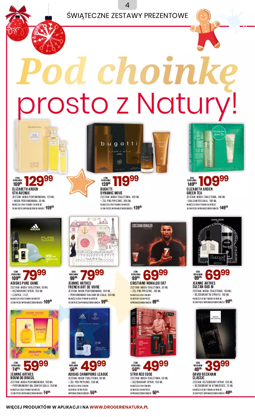 Gazetka promocyjna Drogerie Natura - Gazetka Drogerie Natura - ważna 04.12.2024 do 03.01.2025 - strona 4 - produkty: Adidas, Balsam do ciała, Czapka, David Beckham, Dezodorant, Elizabeth Arden, Perfum, Pur, Str8, Woda, Woda perfumowana, Woda toaletowa