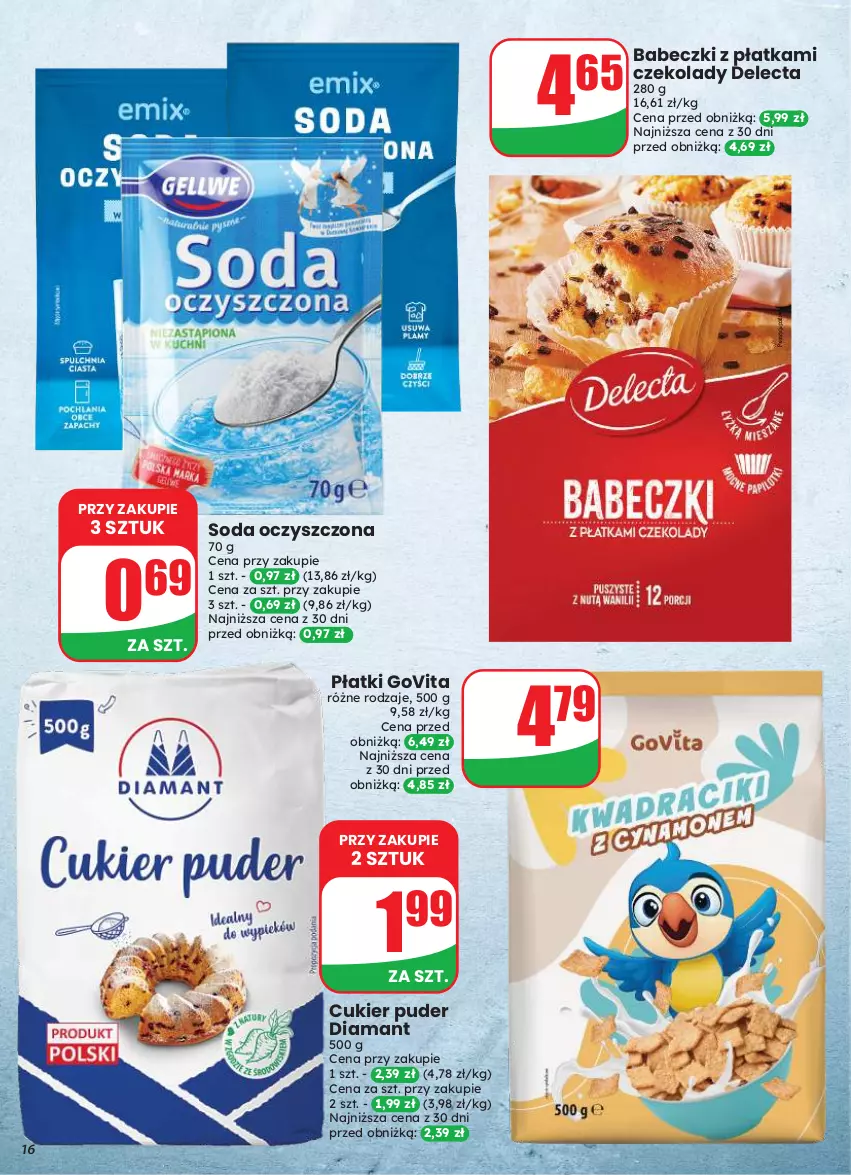 Gazetka promocyjna Dino - Gazetka 33 / 2026 - ważna 12.08 do 18.08.2026 - strona 16 - produkty: Babeczki, Cukier, Cukier puder, Delecta, Diamant, Puder, Soda oczyszczona