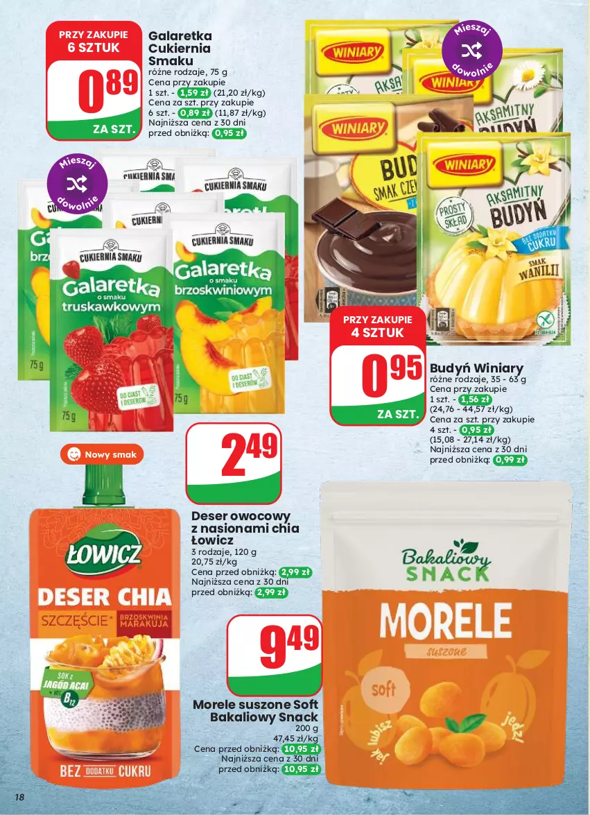 Gazetka promocyjna Dino - Gazetka 33 / 2026 - ważna 12.08 do 18.08.2026 - strona 18 - produkty: Budyń, Chia, Cukier, Deser, Deser owocowy, Gala, Galaretka, Ser, Winiary