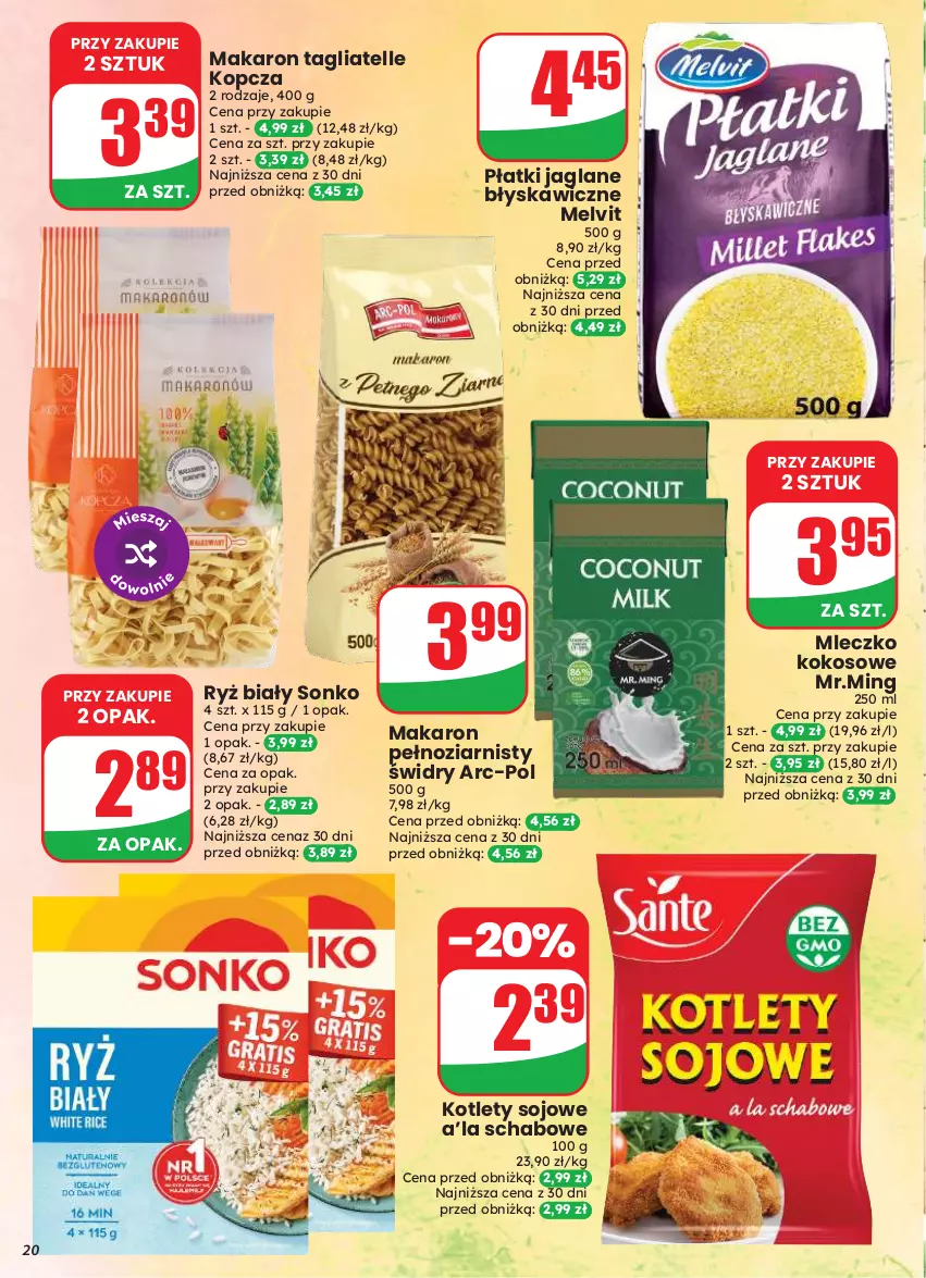 Gazetka promocyjna Dino - Gazetka 33 / 2026 - ważna 12.08 do 18.08.2026 - strona 20 - produkty: Kokos, Kotlet, Makaron, Melvit, Mleczko, Ryż, Ryż biały, Sonko, Tagliatelle