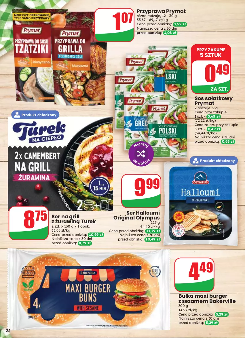 Gazetka promocyjna Dino - Gazetka 33 / 2026 - ważna 12.08 do 18.08.2026 - strona 22 - produkty: Bułka, Burger, Gin, Grill, Prymat, Sałat, Ser, Sezam, Sos