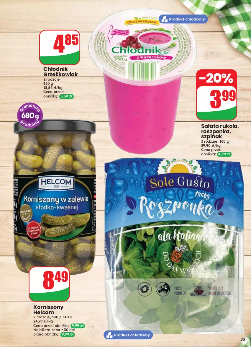 Gazetka promocyjna Dino - Gazetka 33 / 2026 - ważna 12.08 do 18.08.2026 - strona 25 - produkty: HELCOM, Korniszony, Roszponka, Rukola, Sałat, Szpinak