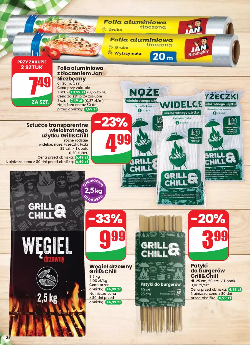 Gazetka promocyjna Dino - Gazetka 33 / 2026 - ważna 12.08 do 18.08.2026 - strona 28 - produkty: Burger, Folia aluminiowa, Grill, Jan Niezbędny, Noż, Tran, Węgiel drzewny