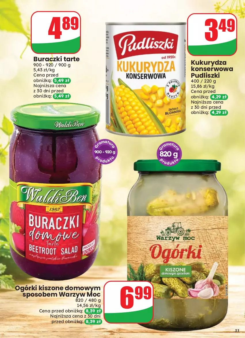 Gazetka promocyjna Dino - Gazetka 33 / 2026 - ważna 12.08 do 18.08.2026 - strona 33 - produkty: Buraczki, Kukurydza, Kukurydza konserwowa, Pudliszki, Ser