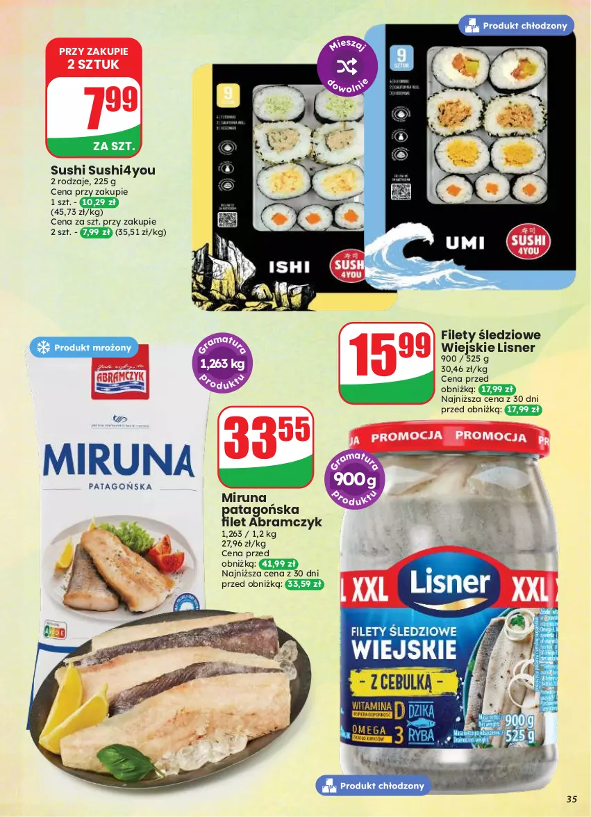 Gazetka promocyjna Dino - Gazetka 33 / 2026 - ważna 12.08 do 18.08.2026 - strona 35 - produkty: Lisner, Miruna, Sushi, Tago