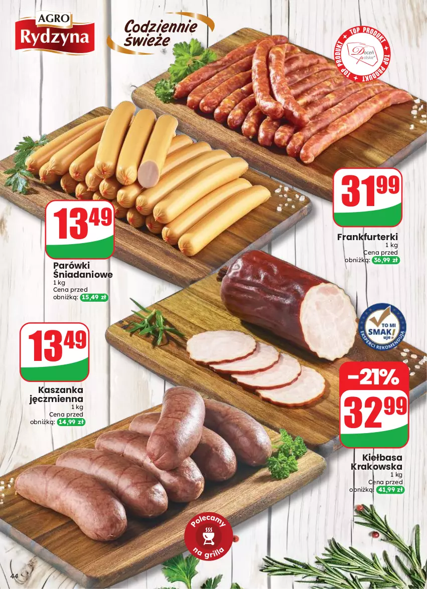 Gazetka promocyjna Dino - Gazetka 33 / 2026 - ważna 12.08 do 18.08.2026 - strona 44 - produkty: Danio, Frankfurterki, Kasza, Kaszanka, Kiełbasa, Kiełbasa krakowska, Parówki