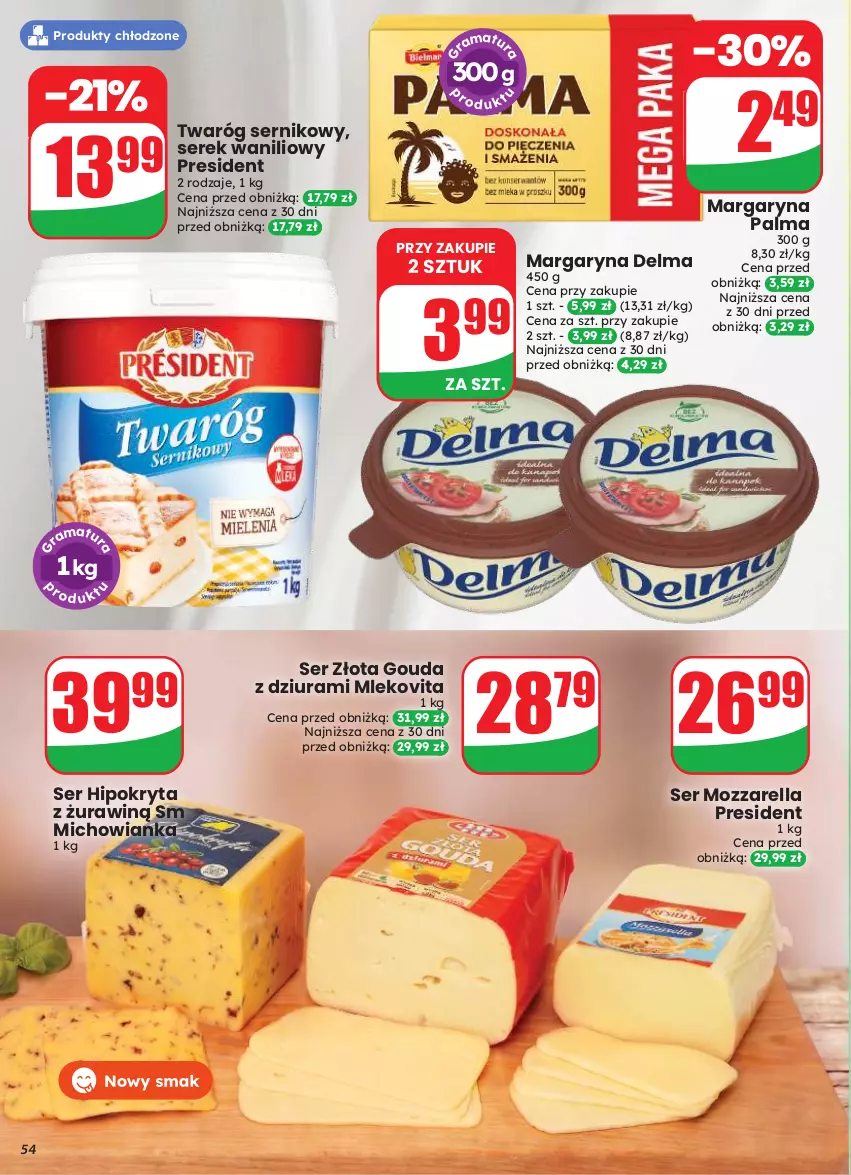 Gazetka promocyjna Dino - Gazetka 33 / 2026 - ważna 12.08 do 18.08.2026 - strona 54 - produkty: Delma, Gouda, Margaryna, Mleko, Mlekovita, Mozzarella, Palma, Ser, Serek, Twaróg
