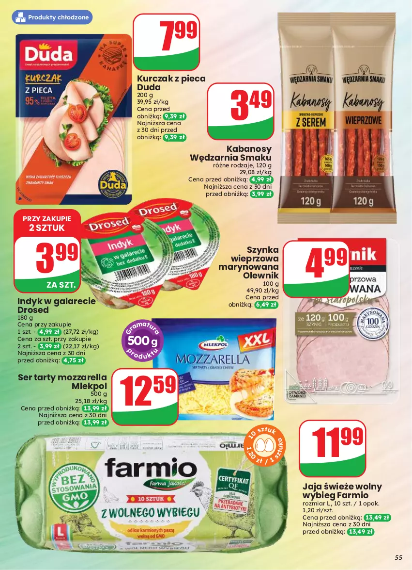 Gazetka promocyjna Dino - Gazetka 33 / 2026 - ważna 12.08 do 18.08.2026 - strona 55 - produkty: Duda, Fa, Gala, Jaja, Kabanos, Kurczak, Mozzarella, Olewnik, Piec, Ser, Szynka, Szynka wieprzowa
