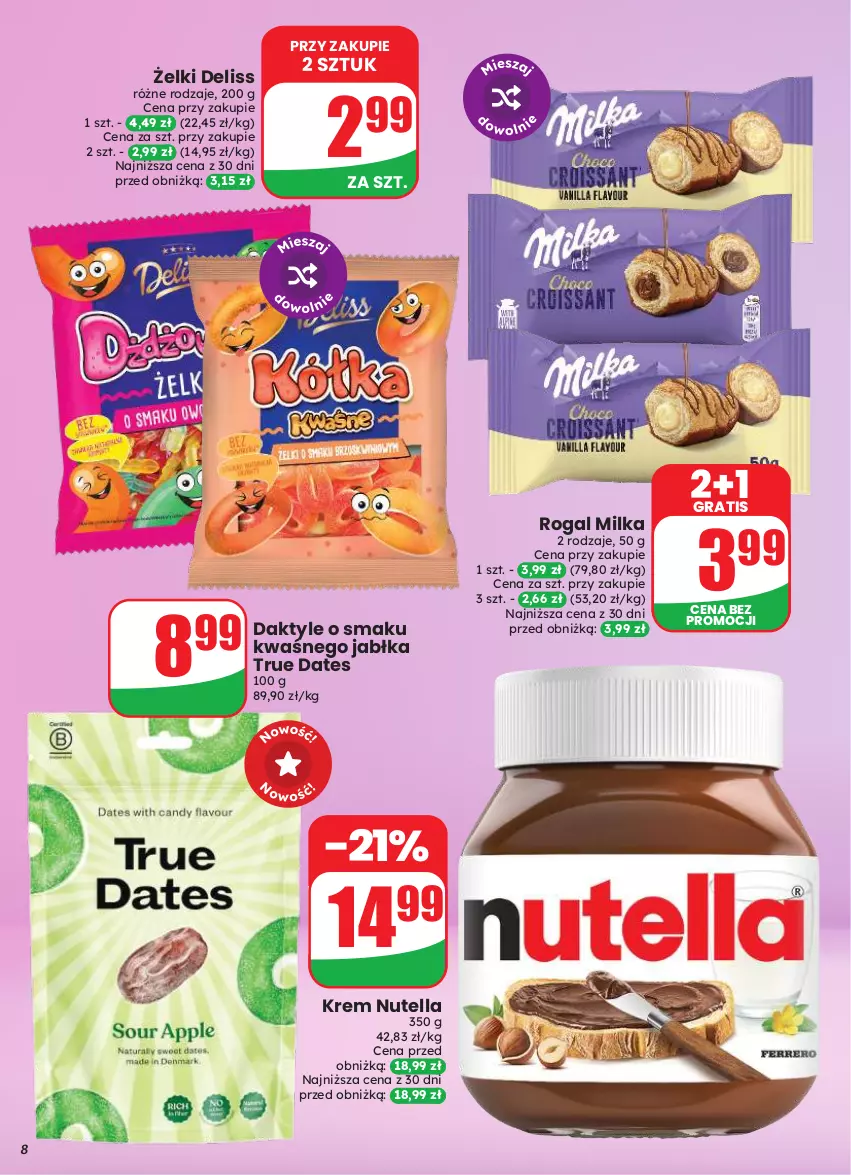 Gazetka promocyjna Dino - Gazetka 33 / 2026 - ważna 12.08 do 18.08.2026 - strona 8 - produkty: Daktyle, Deliss, Gra, Jabłka, Milka, Nutella, Rogal