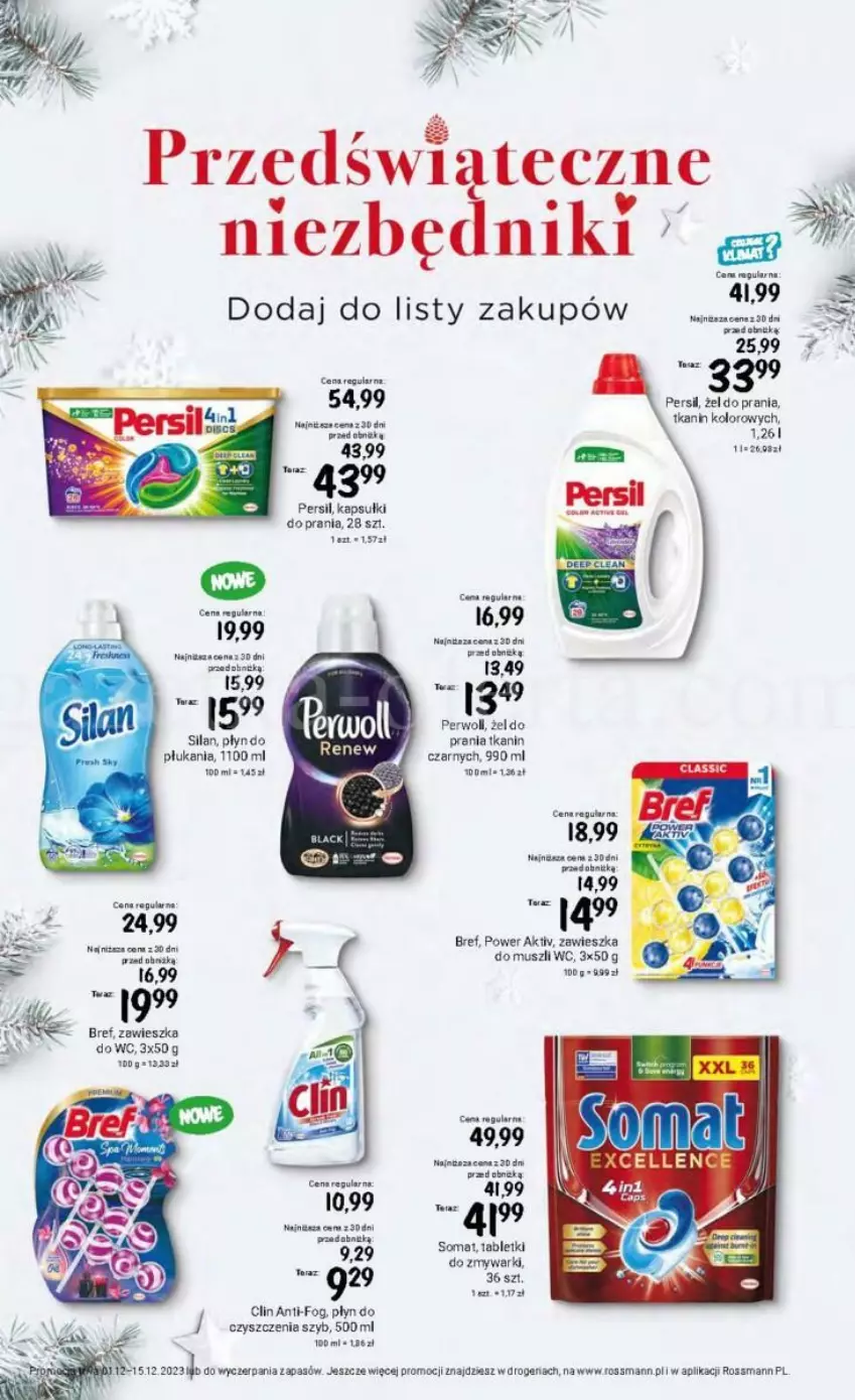 Gazetka promocyjna Rossmann - ważna 01.12 do 15.12.2023 - strona 24 - produkty: Bref, Clin, Kapsułki do prania, Mus, Persil, Silan, Somat, Tablet, Tabletki do zmywarki, Tera, Zawieszka do wc, Zmywarki