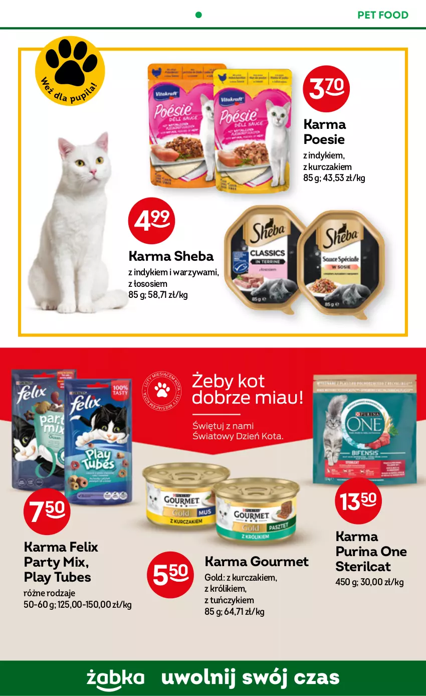 Gazetka promocyjna Żabka - ważna 22.02 do 28.02.2023 - strona 42 - produkty: Felix, Gourmet Gold, Królik, Kurczak, Pur, Purina, Sheba, Sos, Tuńczyk, Warzywa