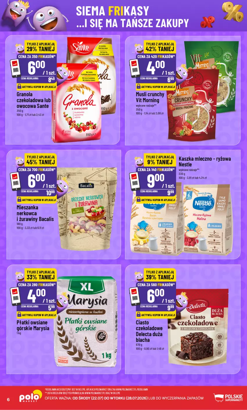 Gazetka promocyjna PoloMarket - Frikasy 22-28.07 - ważna 22.07 do 28.07.2026 - strona 6 - produkty: AEG, Ciasto czekoladowe, Delecta, Fa, Gra, Granola, LG, Mus, Płatki owsiane, Ryż, Sante