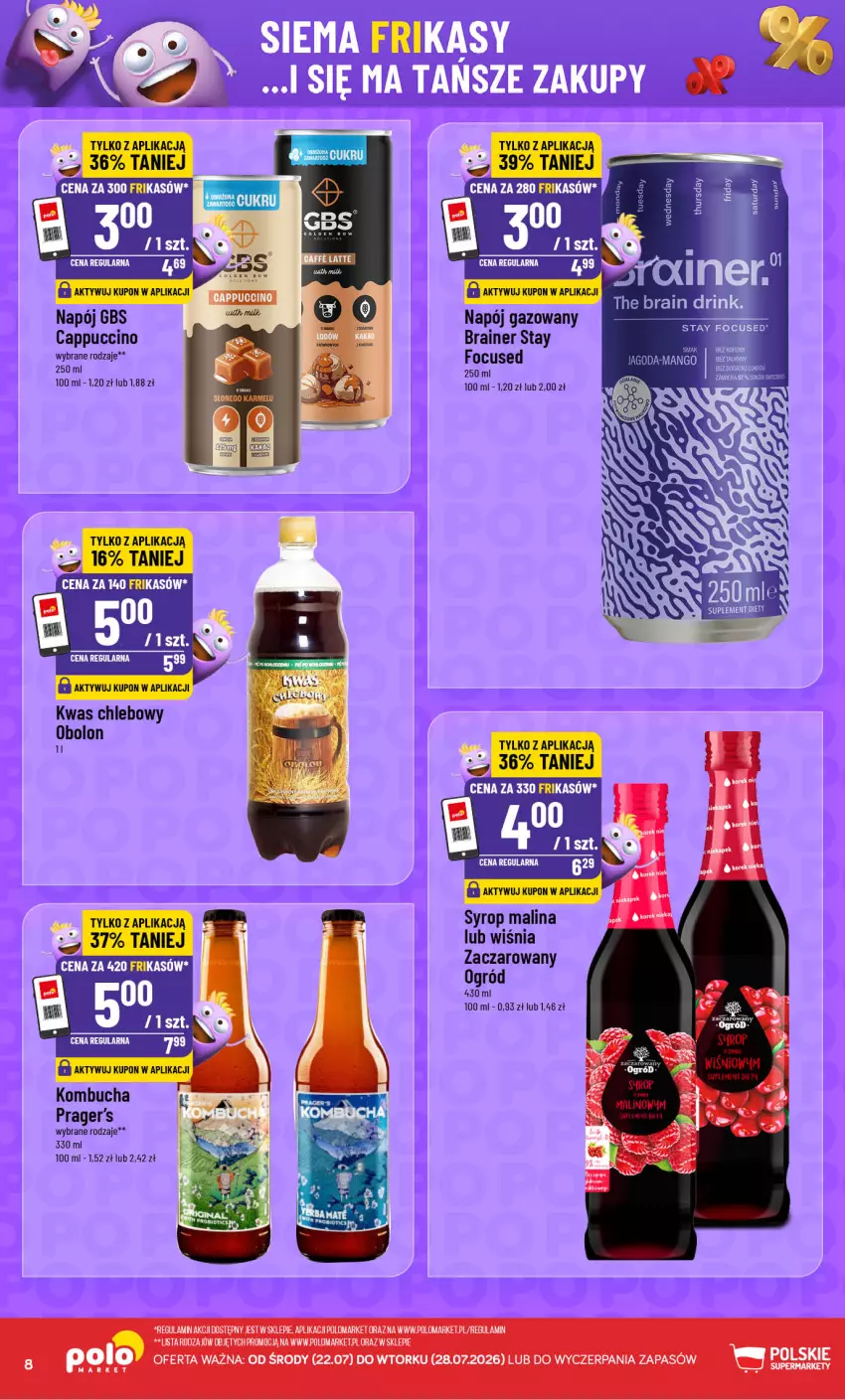 Gazetka promocyjna PoloMarket - Frikasy 22-28.07 - ważna 22.07 do 28.07.2026 - strona 8 - produkty: Cappuccino, Chleb, HP, Mango, Napój, Napój gazowany, Ogród, Syrop