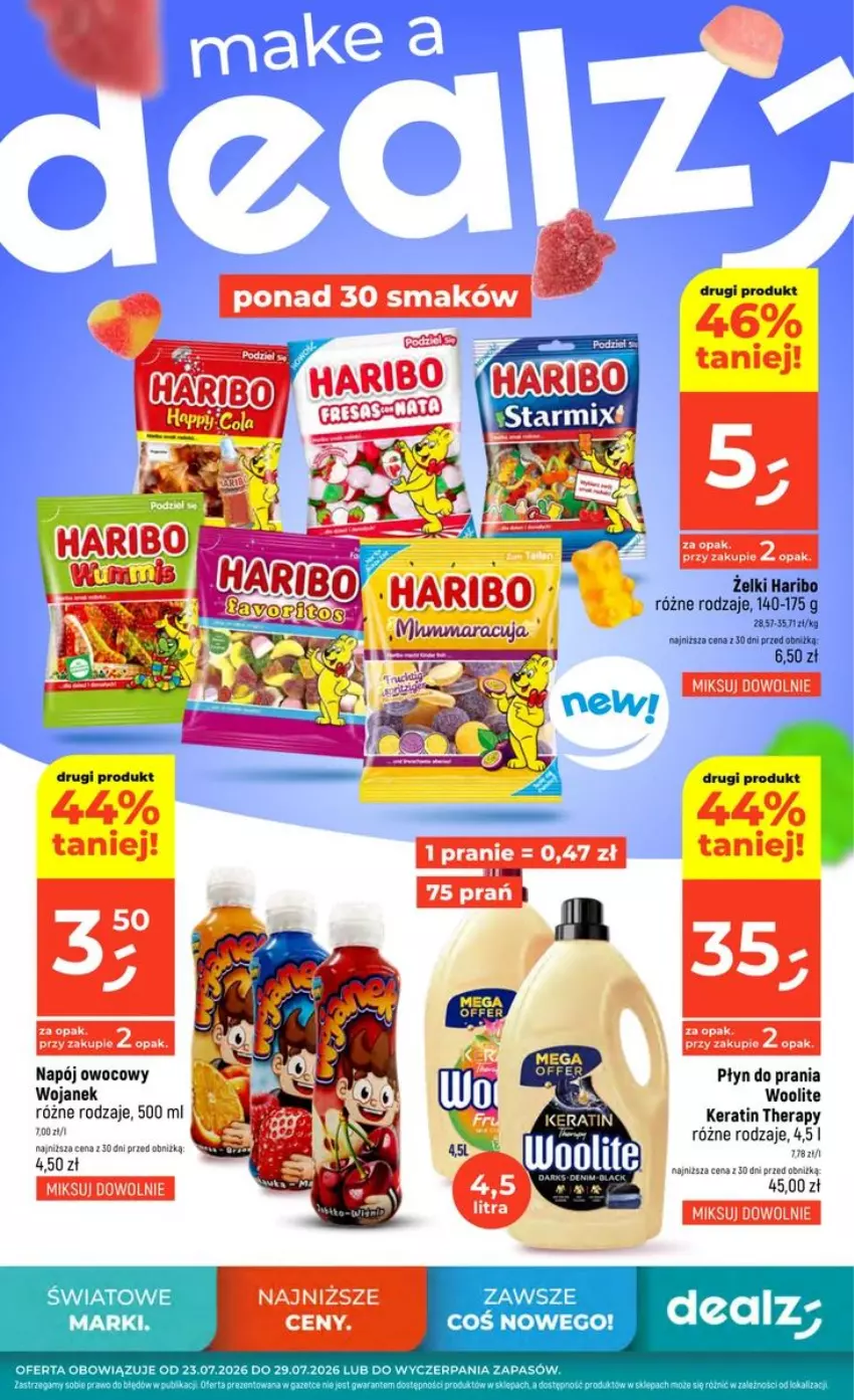 Gazetka promocyjna Dealz - NOWA GAZETKA - ważna 23.07 do 29.07.2026 - strona 1 - produkty: Haribo, Napój, Płyn do prania, Woolite