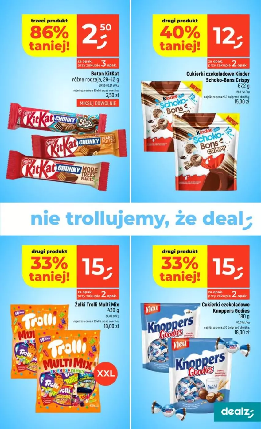 Gazetka promocyjna Dealz - NOWA GAZETKA - ważna 23.07 do 29.07.2026 - strona 7 - produkty: Baton, Cukier, Cukierki, Cukierki czekoladowe, Fa, Kinder, Knoppers
