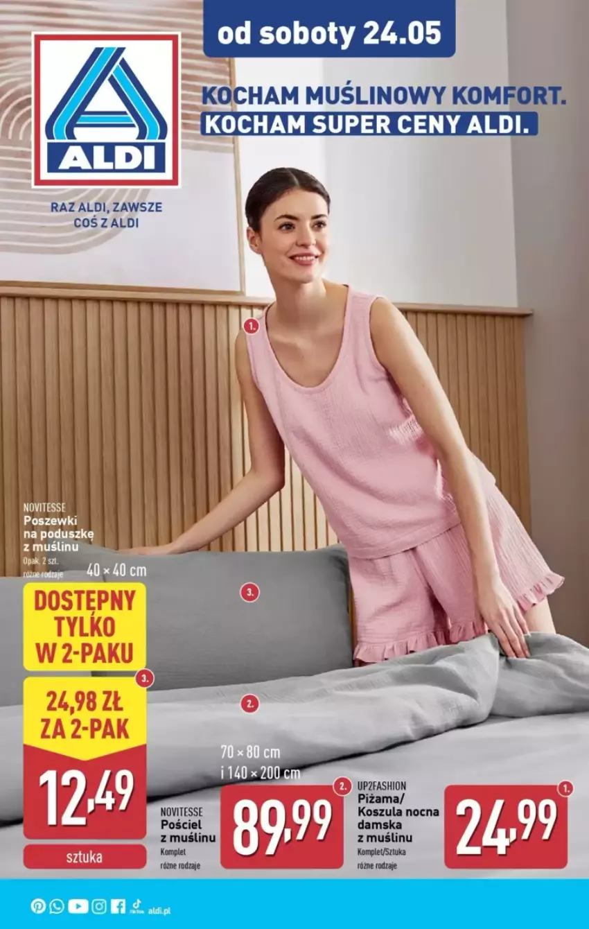 Gazetka promocyjna Aldi - ważna 24.05 do 30.05.2025 - strona 13 - produkty: Fa, Koc, Kosz, Koszula, Koszula nocna, Piżama, Pościel