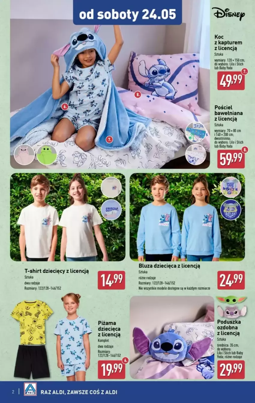 Gazetka promocyjna Aldi - ważna 24.05 do 30.05.2025 - strona 14 - produkty: Bluza, Dzieci, Koc, Piżama, Poduszka, Pościel, T-shirt