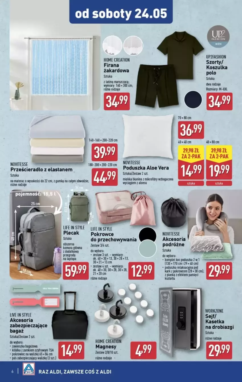 Gazetka promocyjna Aldi - ważna 24.05 do 30.05.2025 - strona 5 - produkty: Aloe vera, Fa, Firana, Kłódka, Koc, Kosz, Koszulka, Mars, Piec, Plecak, Poduszka, Pokrowiec, Prześcieradło, Sejf, Sok, Top