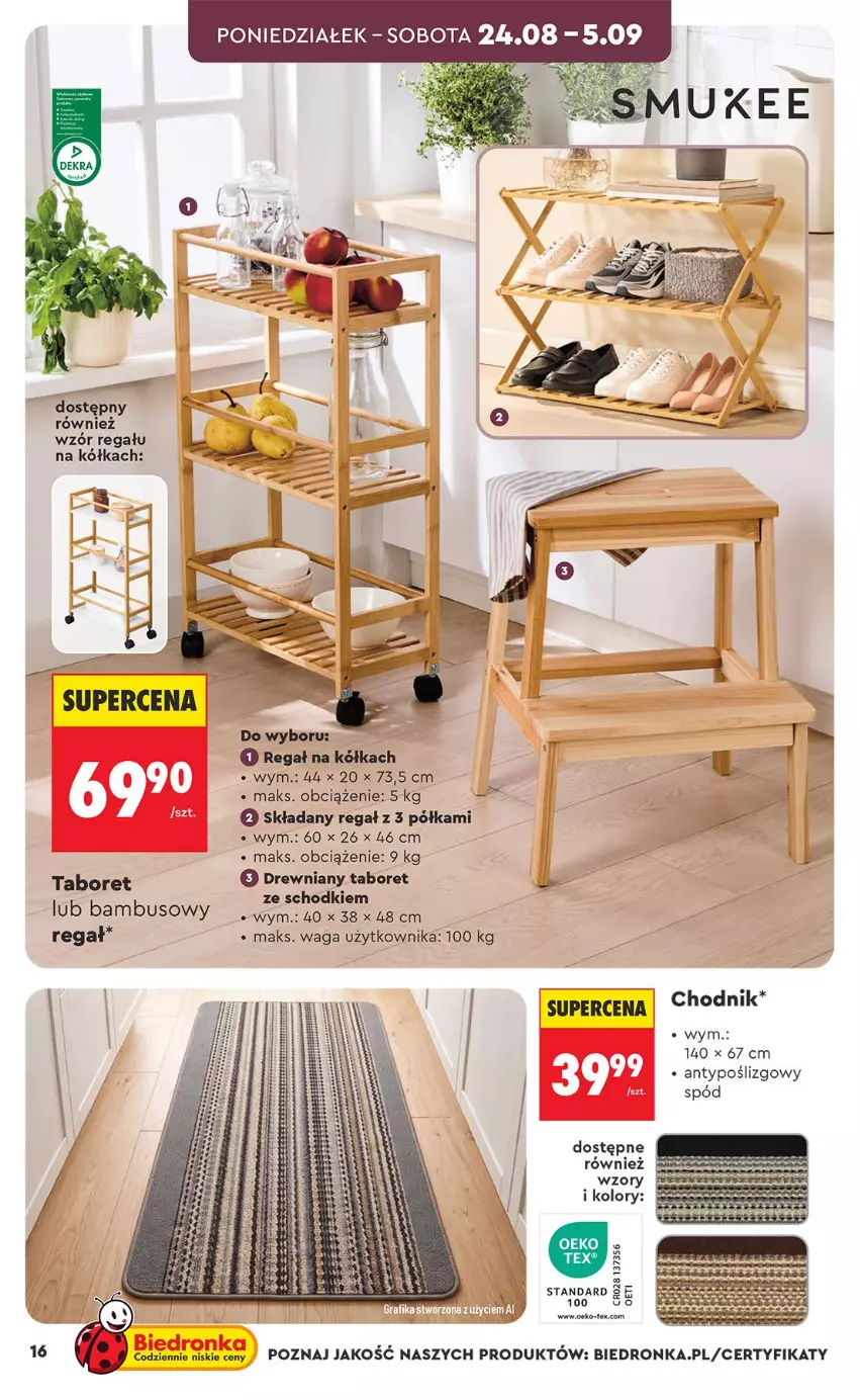 Gazetka promocyjna Biedronka - Okazje Tygodnia - ważna 24.08 do 05.09.2026 - strona 16 - produkty: Chodnik, Półka, Regał, Taboret, Waga