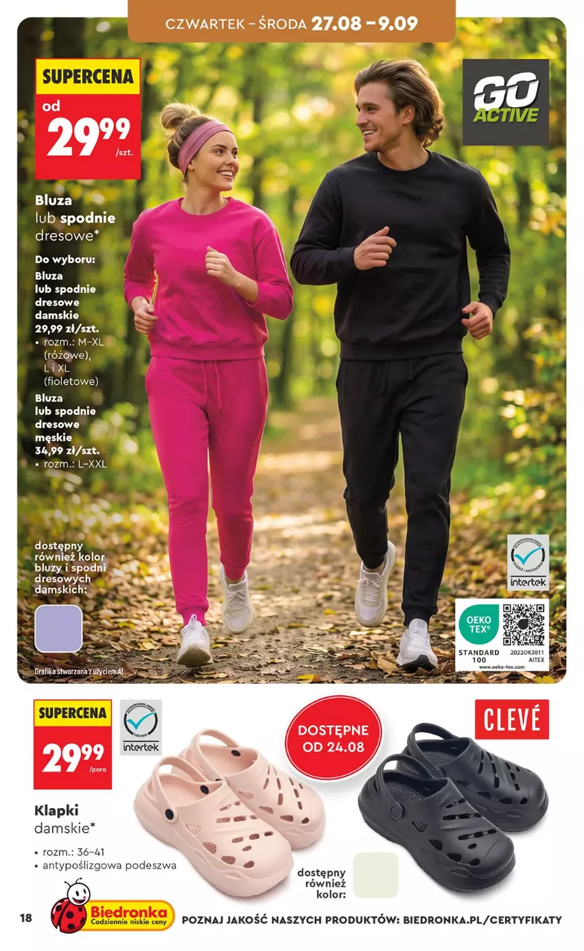 Gazetka promocyjna Biedronka - Okazje Tygodnia - ważna 24.08 do 05.09.2026 - strona 18 - produkty: Bluza, Dres, Spodnie, Spodnie dresowe