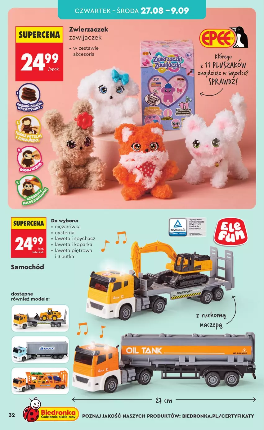 Gazetka promocyjna Biedronka - Okazje Tygodnia - ważna 24.08 do 05.09.2026 - strona 32 - produkty: Parka, Pluszak, Samochód