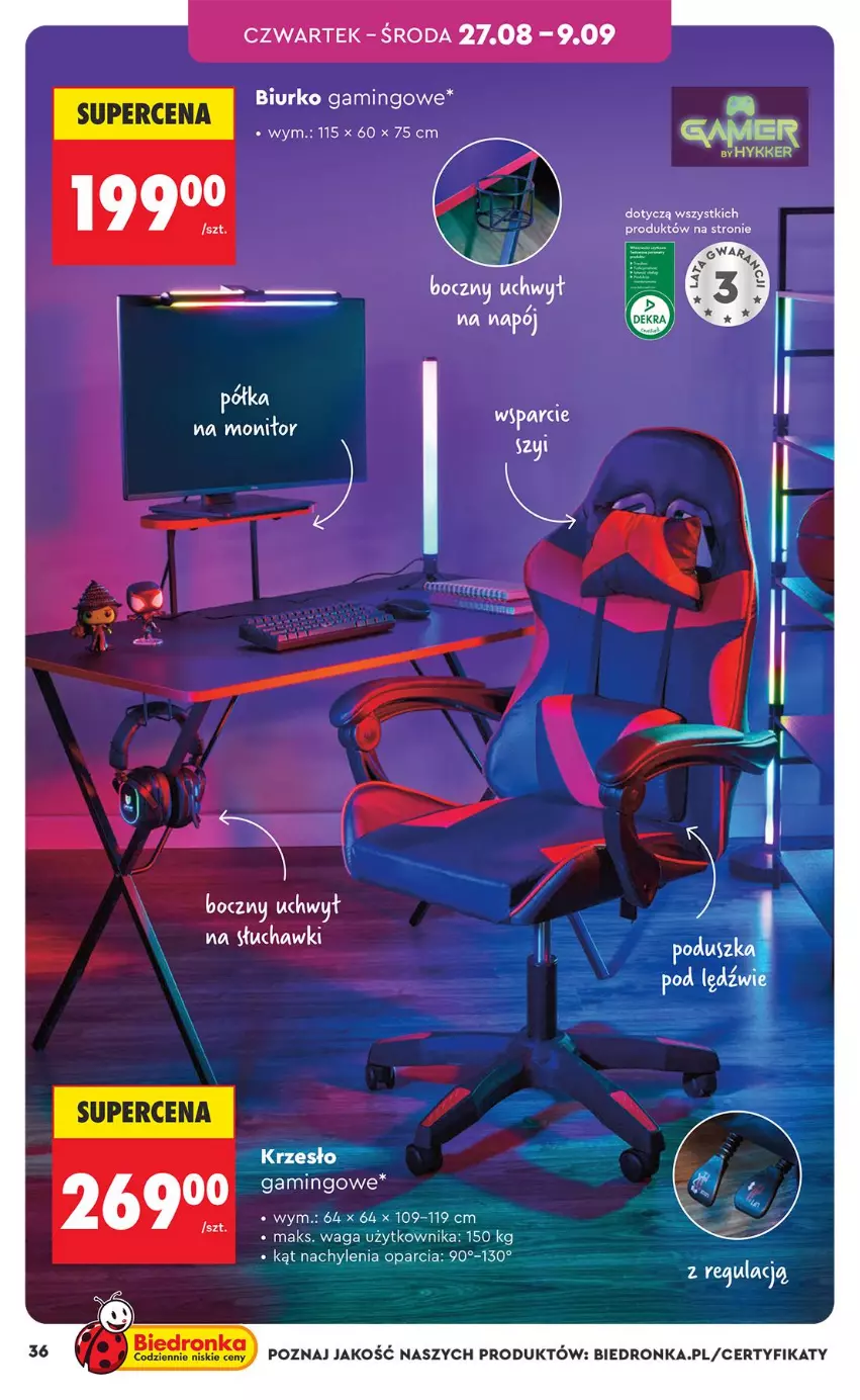 Gazetka promocyjna Biedronka - Okazje Tygodnia - ważna 24.08 do 05.09.2026 - strona 36 - produkty: Biurko, Monitor, Półka, Słuchawki, Waga