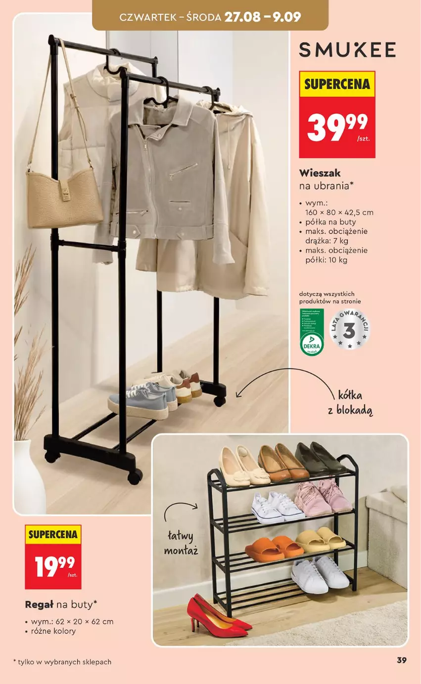 Gazetka promocyjna Biedronka - Okazje Tygodnia - ważna 24.08 do 05.09.2026 - strona 39 - produkty: Buty, Półka, Regał, Wieszak
