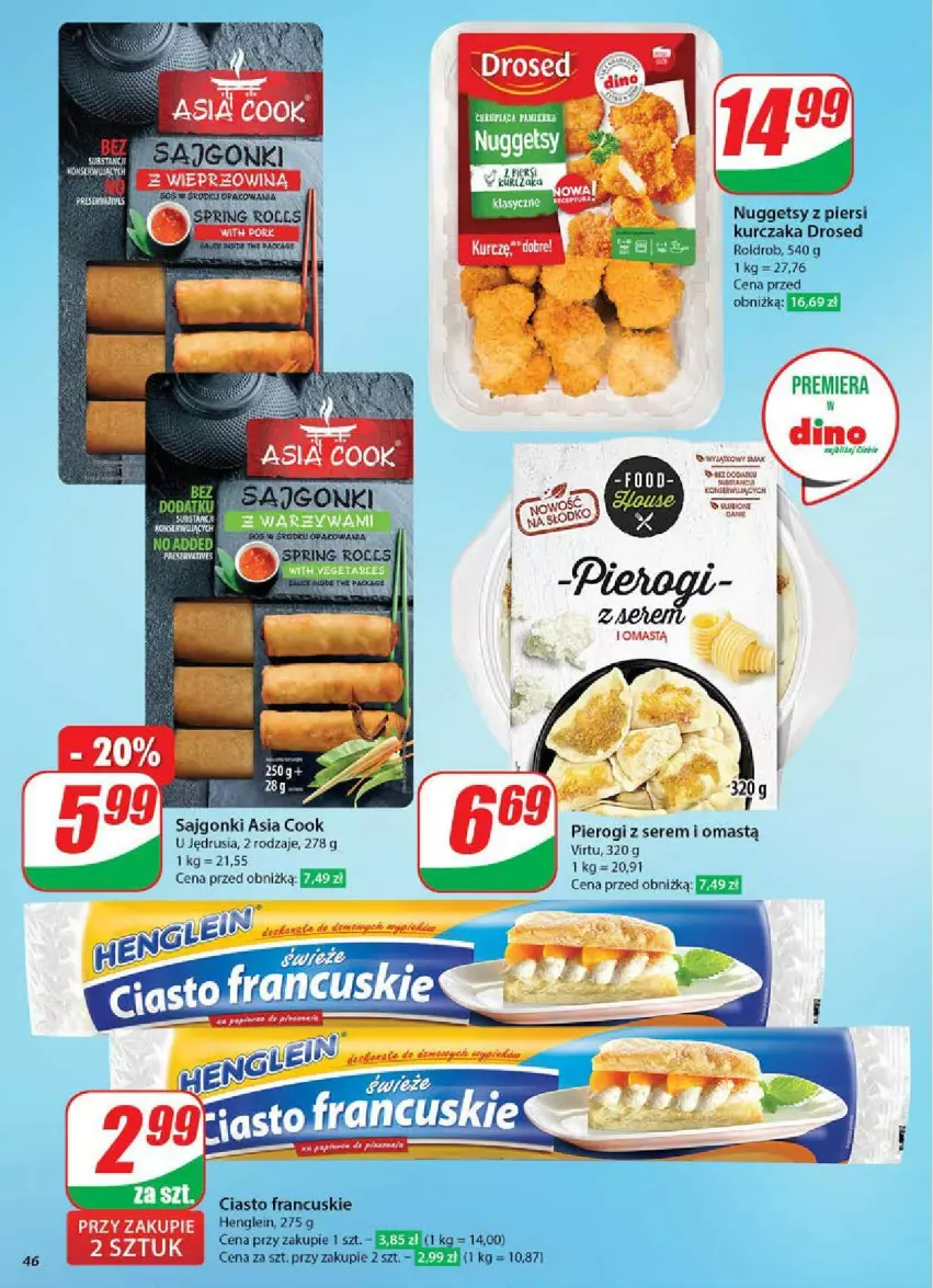 Gazetka promocyjna Dino - ważna 14.05 do 20.05.2025 - strona 41 - produkty: Ciasto francuskie, Kurczak, Pierogi, Sajgonki, Ser