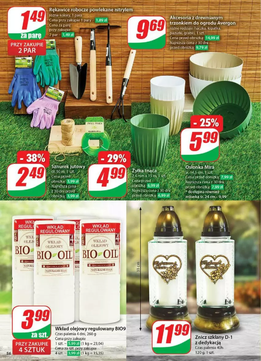 Gazetka promocyjna Dino - ważna 14.05 do 20.05.2025 - strona 52 - produkty: Kiwi, Olej, Osłonka, Rękawice, Rękawice robocze, Sznurek, Wkład olejowy, Znicz